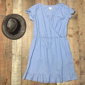 a new day | Casual Blue Striped Ruffle Dress